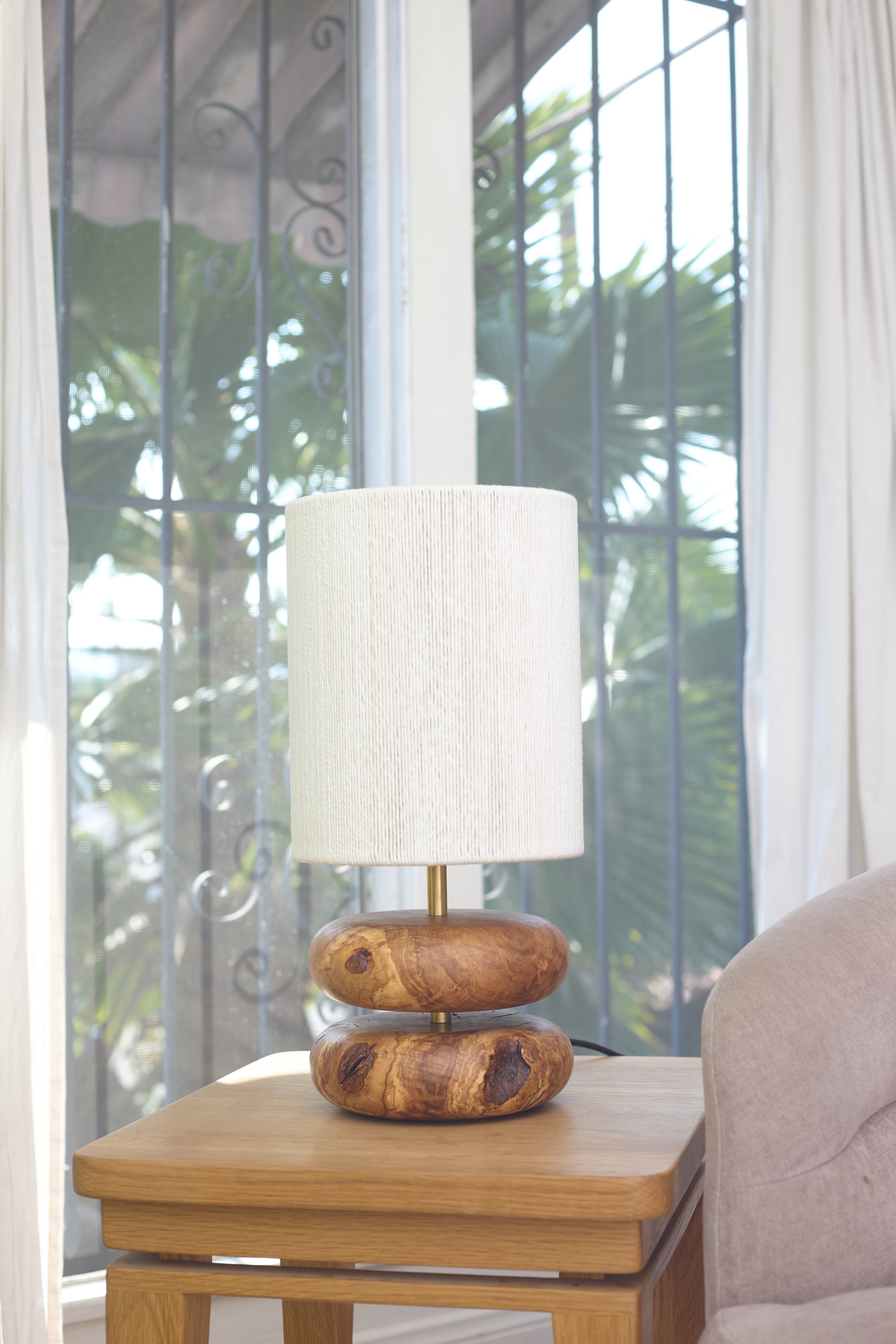 River Rock Lamp Olive 2