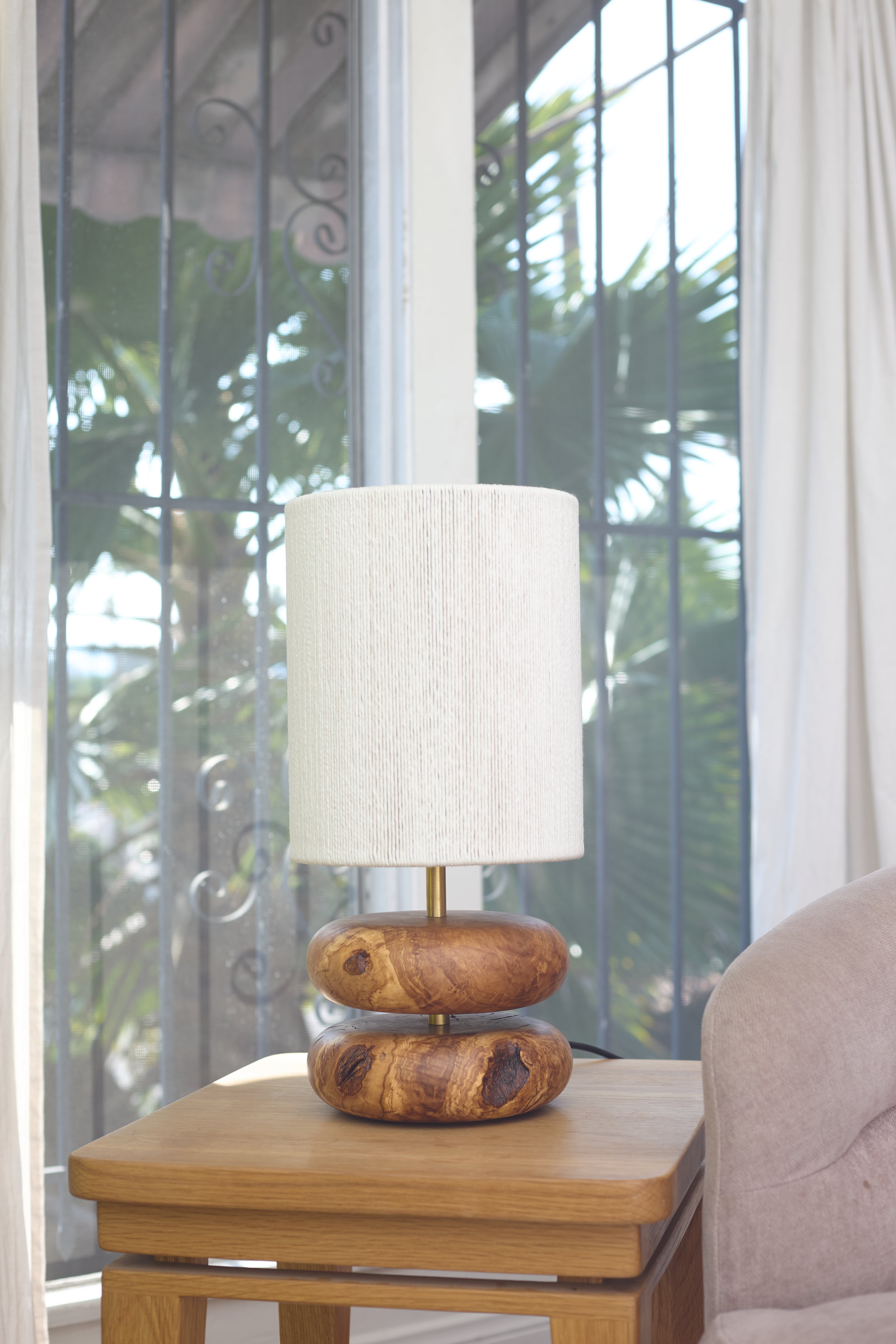 River Rock Lamp Olive 1